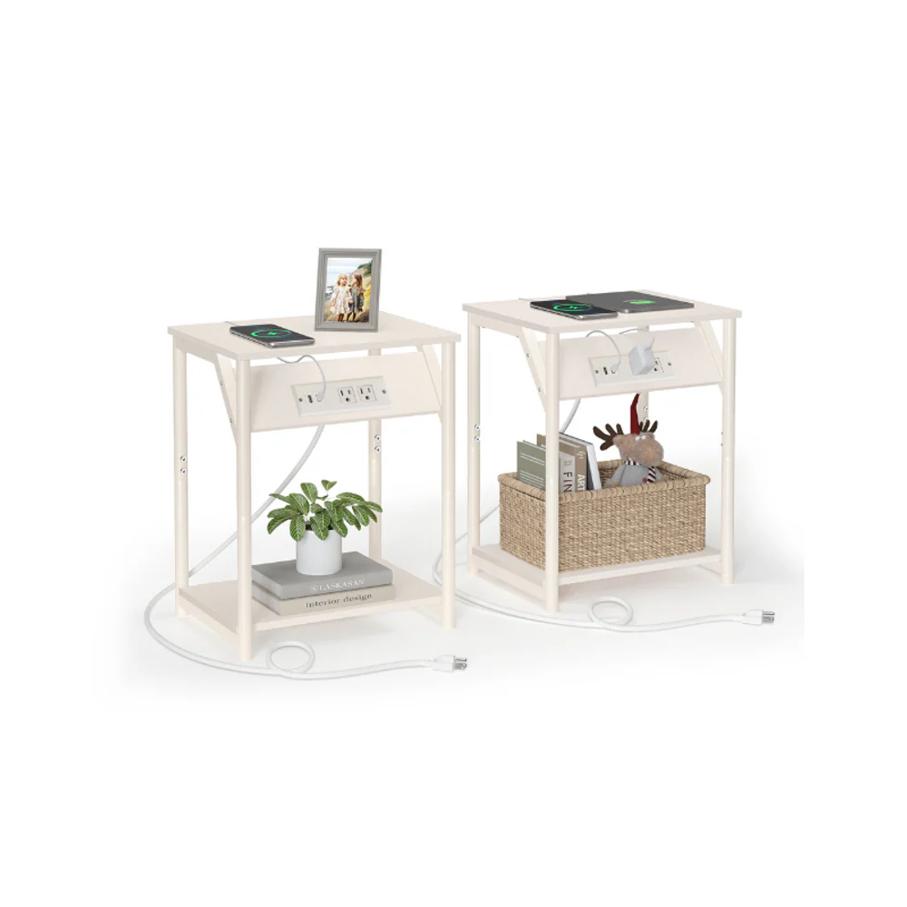 1-Piece End Table with Charging Station