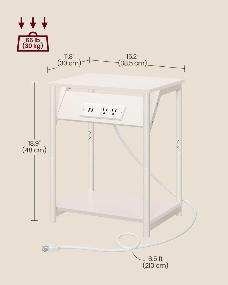 1-Piece End Table with Charging Station - Image 3