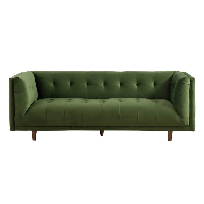 Vela 84” Mid-Century Modern Velvet Sofa with Tufted Back & Solid-SHOWROOM ITEM