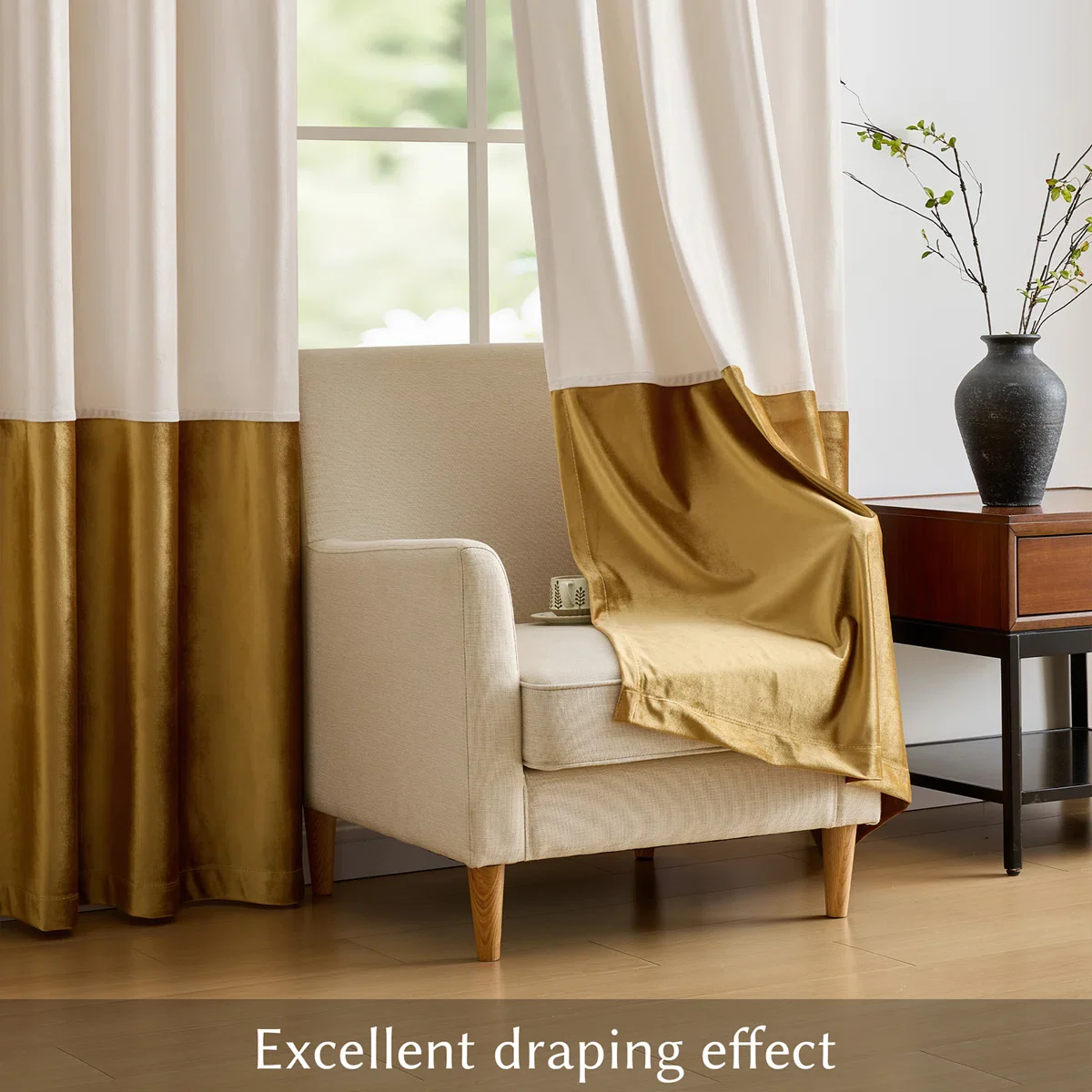 Velvet Blackout curtains Room Darkening Drapes Set of 2 - Image 2