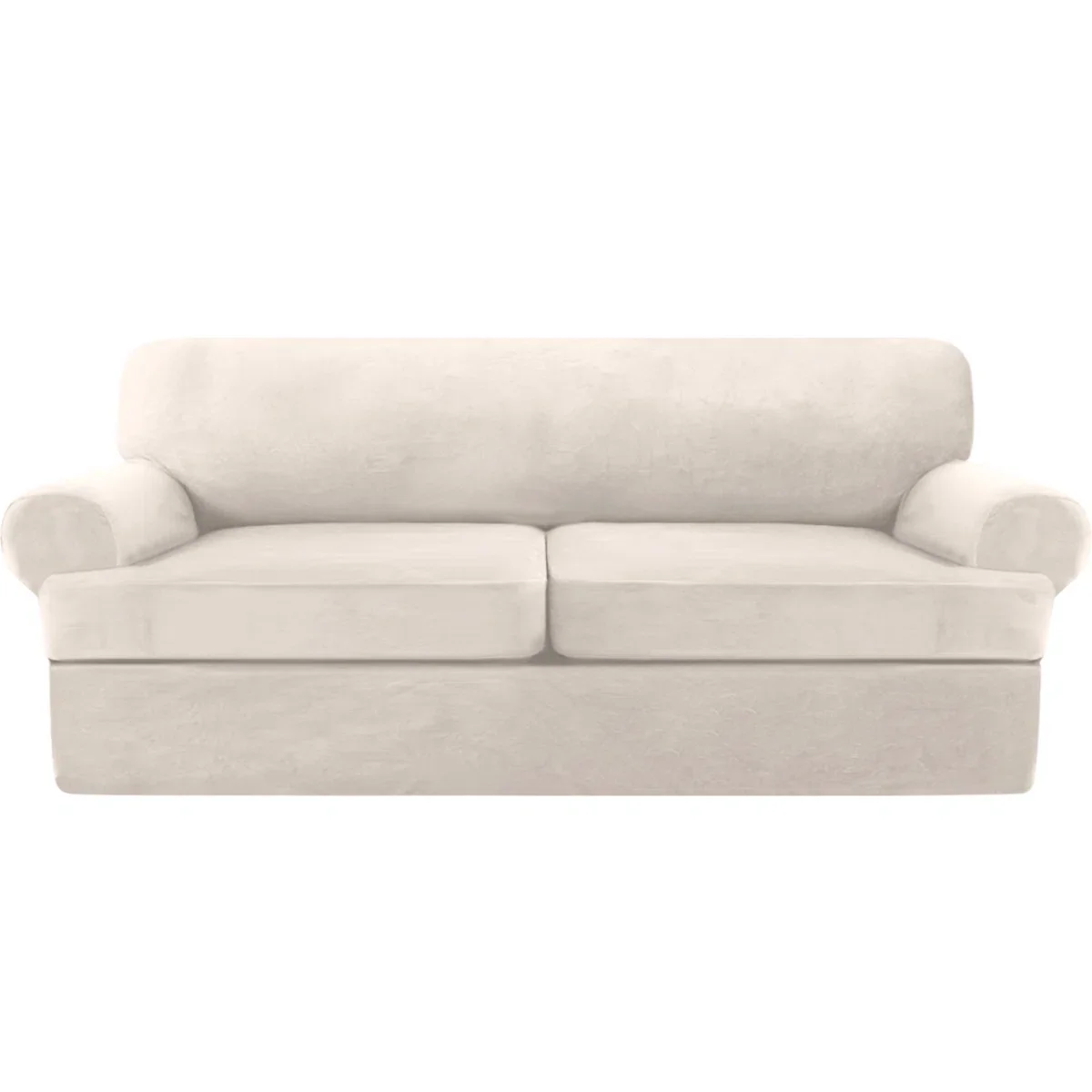 Velvet Stretch 3 Piece T Cushion Sofa Slipcovers - Image 2
