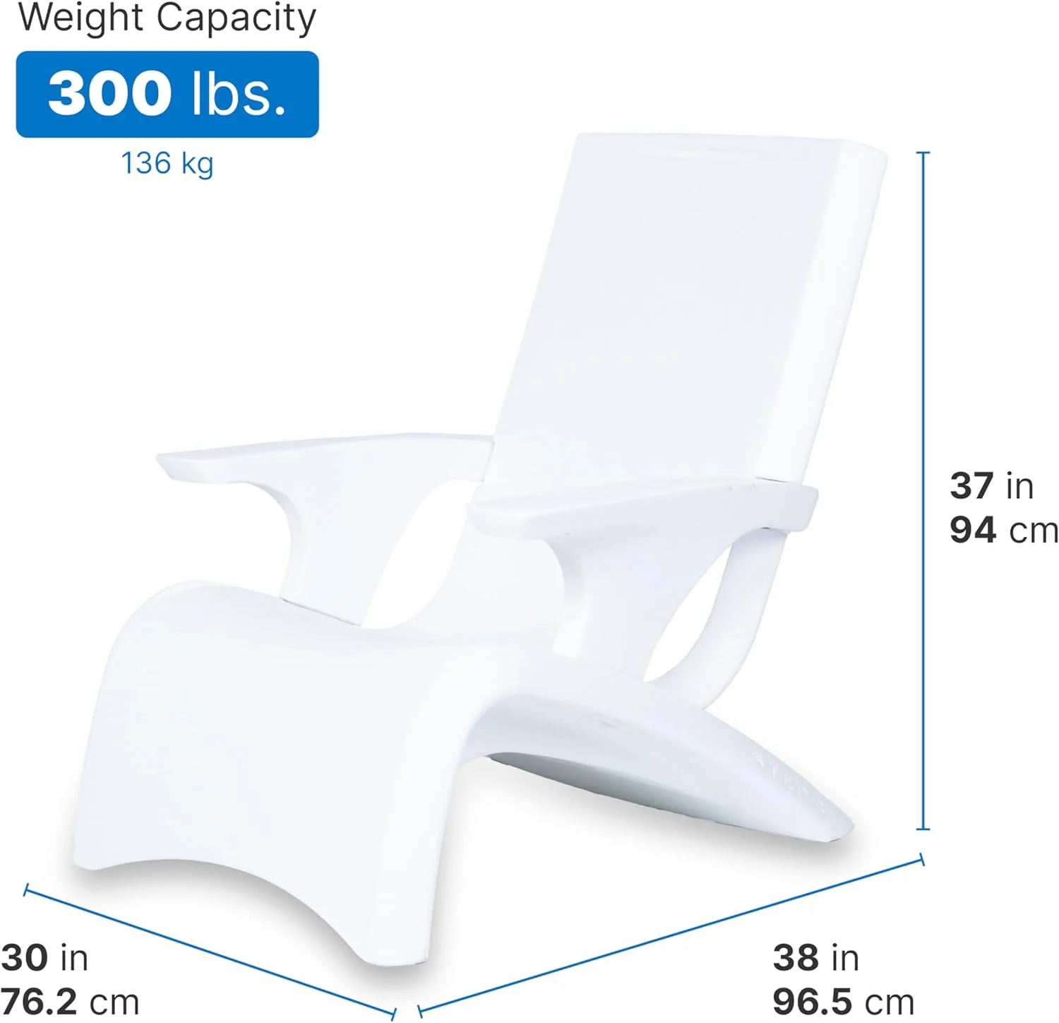 Vero Adirondack Chair, Stylish Poolside Lounger White - Image 5