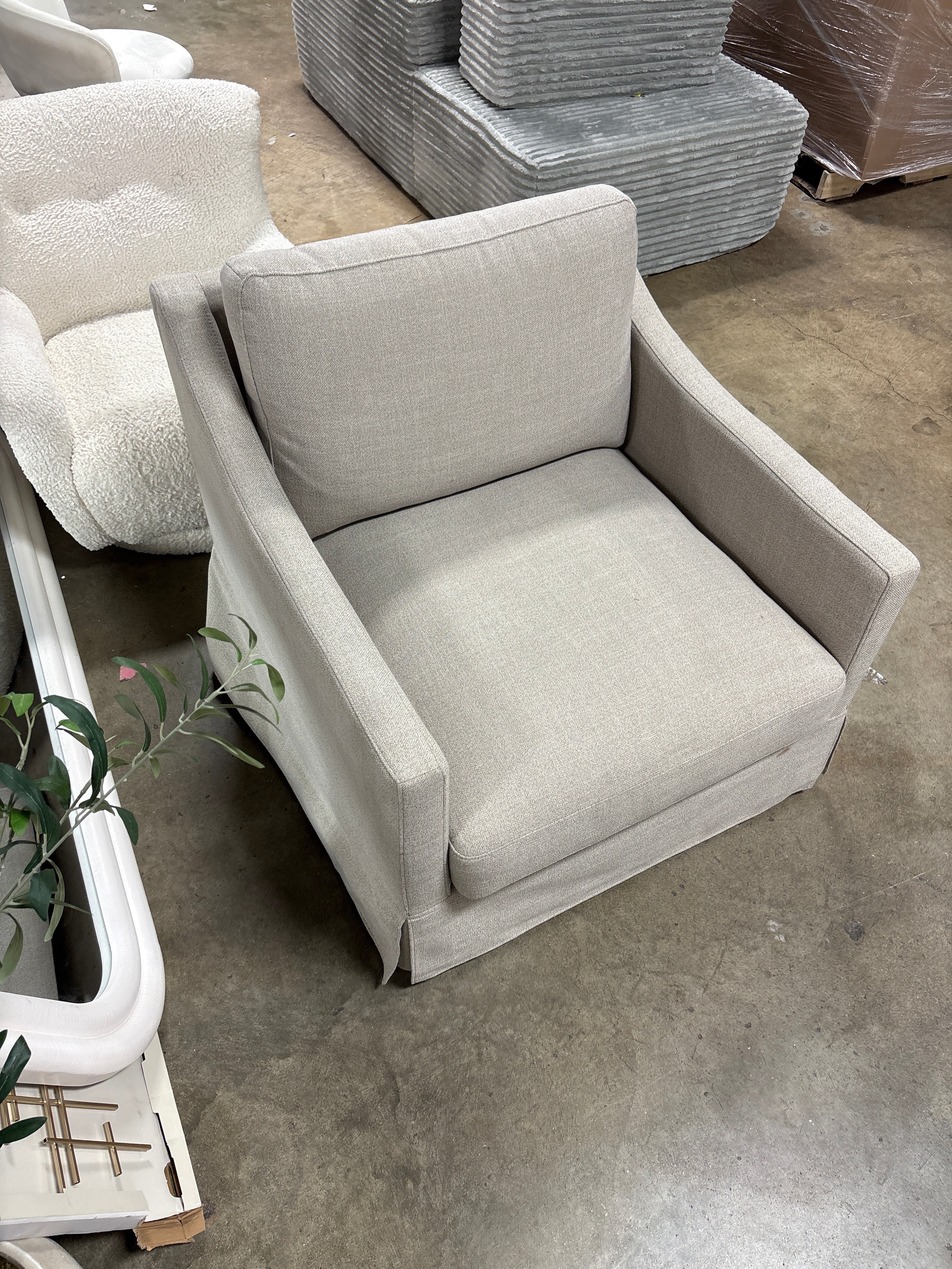 Vivian Park Upholstered Swivel Chair Cream - Threshold™ designed with Studio McGee: Padded Armrests, No Assembly Required SHOWROOM ITEM - Image 3