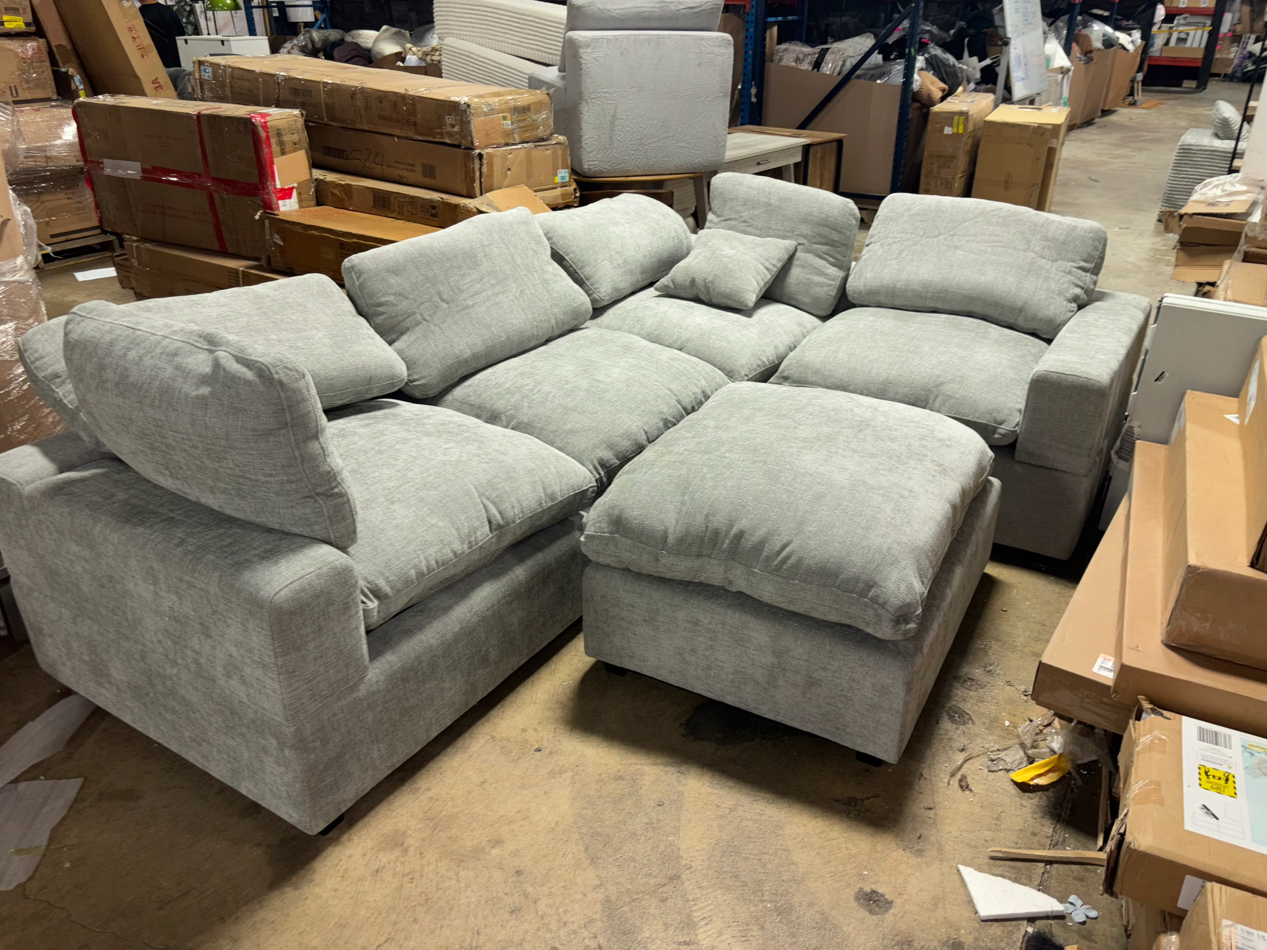 Vivianna 5-Piece Chenille Reversible Corner Sectional with Ottoman SHOWROOM ITEM - Image 2
