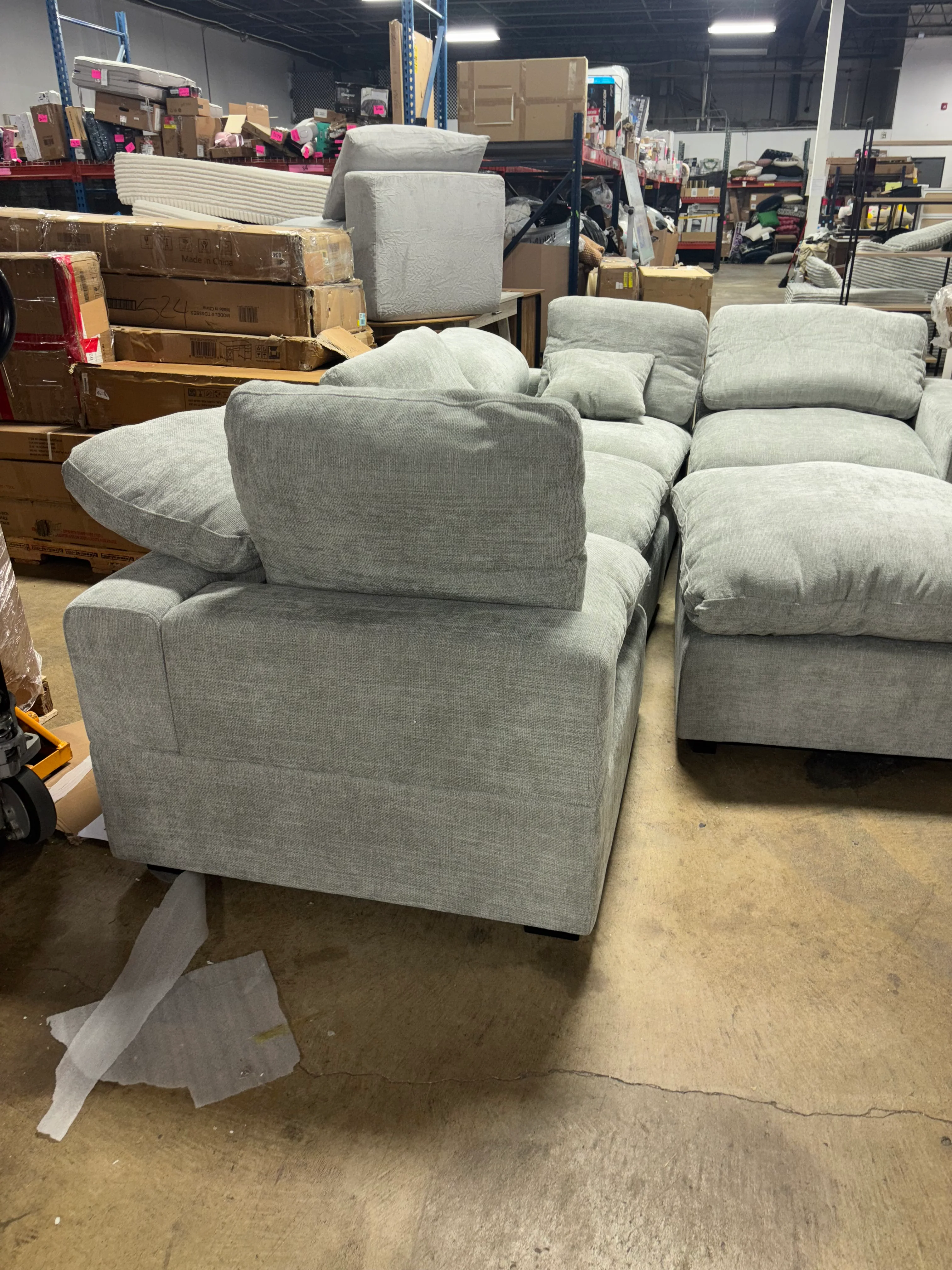 Vivianna 5-Piece Chenille Reversible Corner Sectional with Ottoman SHOWROOM ITEM - Image 3