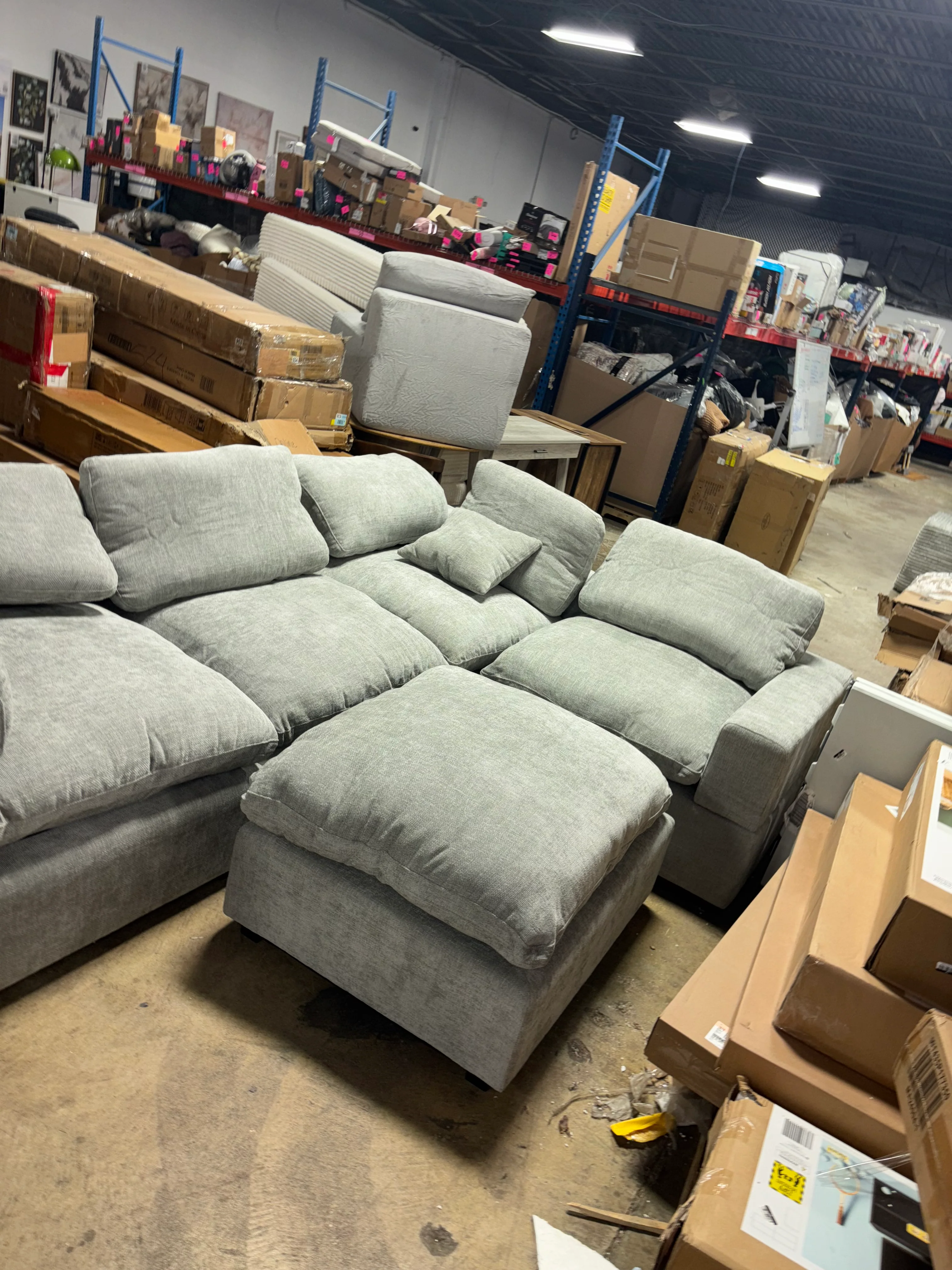 Vivianna 5-Piece Chenille Reversible Corner Sectional with Ottoman SHOWROOM ITEM - Image 4