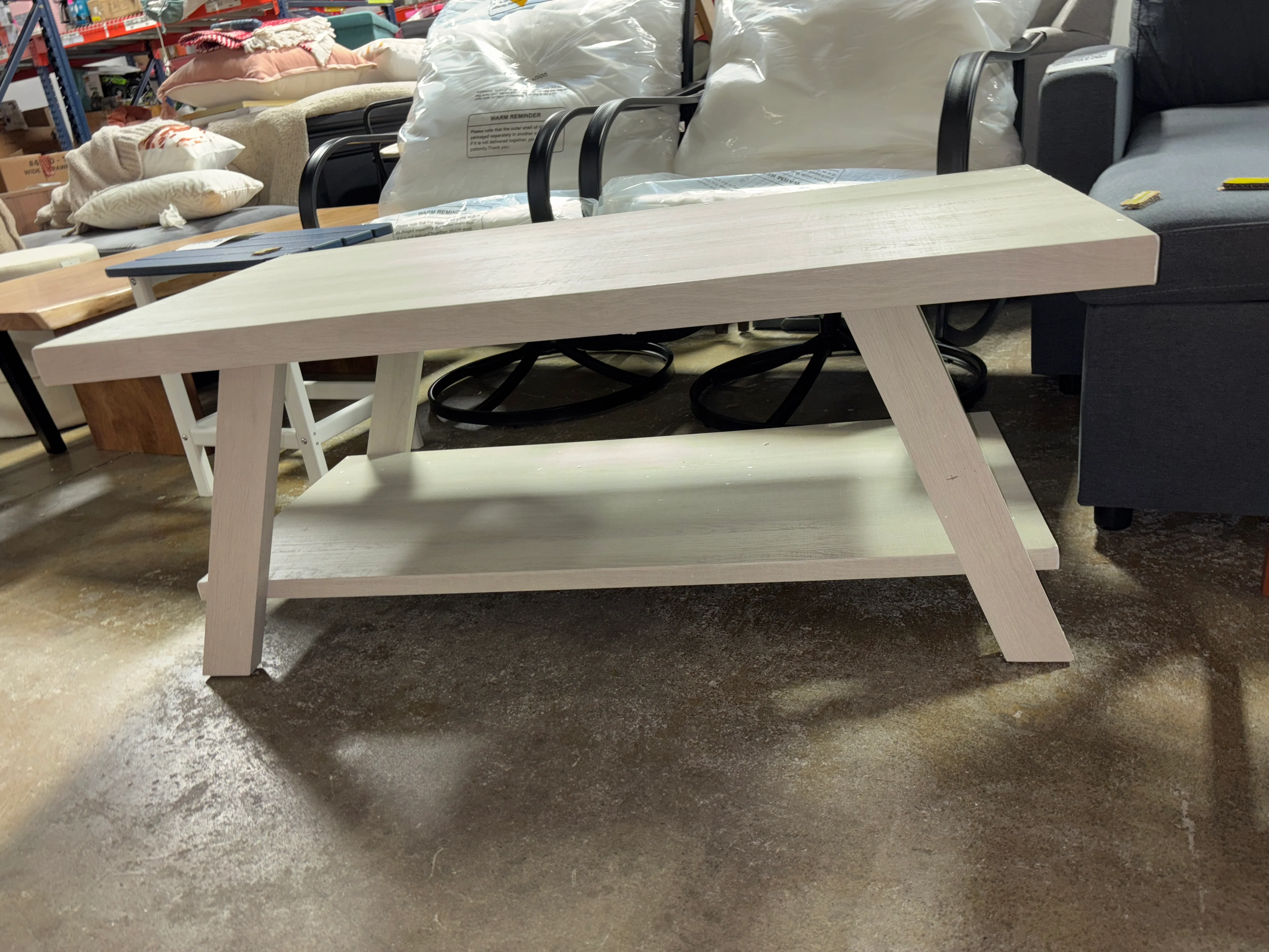 VYNXARIA Contemporary Wood Shelf Coffee Table in White Finish SHOWROOM ITEM - Image 3