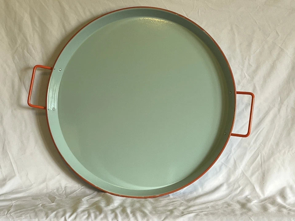 Powder Coated Metal Serving Tray Blue/Green Orange - Image 4