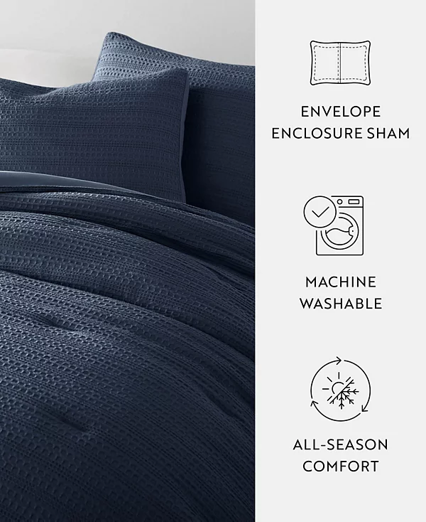 Waffle Textured 3-Piece Comforter Set, King/California King - Image 2