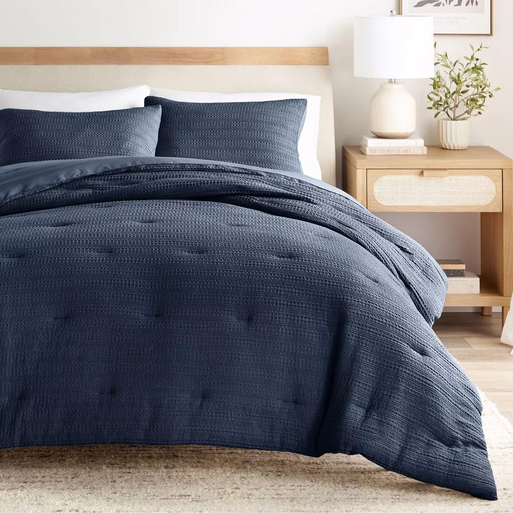 Waffle Textured Comforter Set All Season Down - King/California King - Image 3