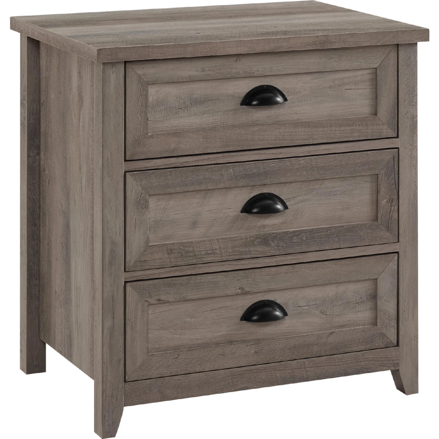Walker Edison Odette 3 Drawer Nightstand in Grey Wash Finish