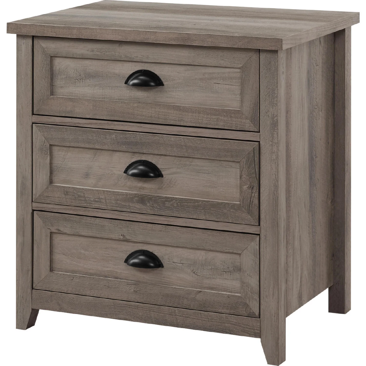 Walker Edison Odette 3 Drawer Nightstand in Grey Wash Finish - Image 2