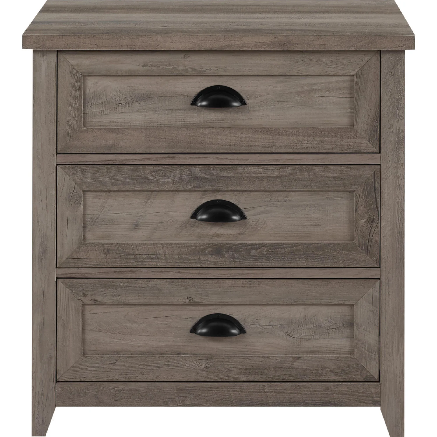 Walker Edison Odette 3 Drawer Nightstand in Grey Wash Finish - Image 3
