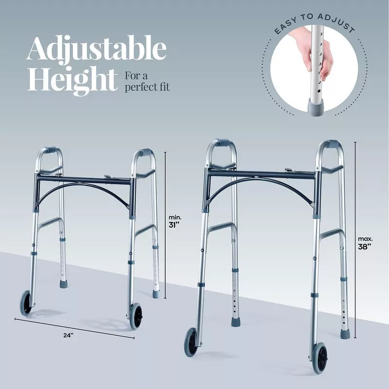 Walkers for Seniors - Folding Walker with Front Wheels - Image 2