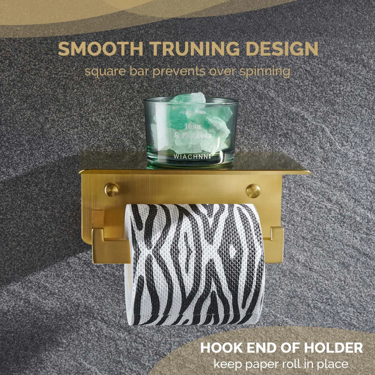 Wall Mount Toilet Paper Holder with Shelf - Image 3