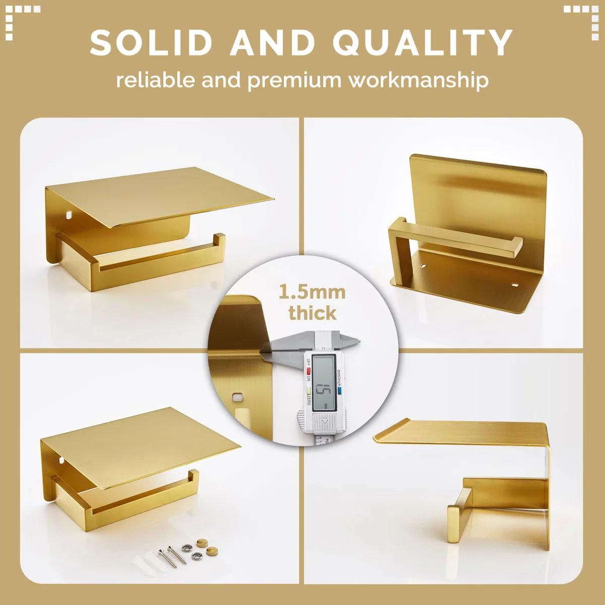 Wall Mount Toilet Paper Holder with Shelf - Image 4