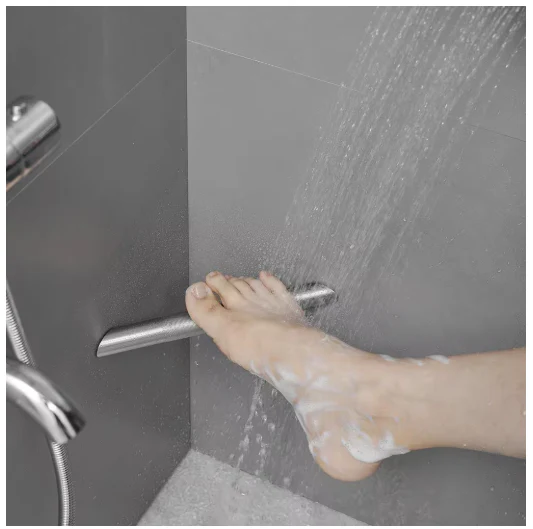 Wall Mounted Corner Shower Foot Rest Bar for Shaving Legs In Brushed Nickel - Image 5