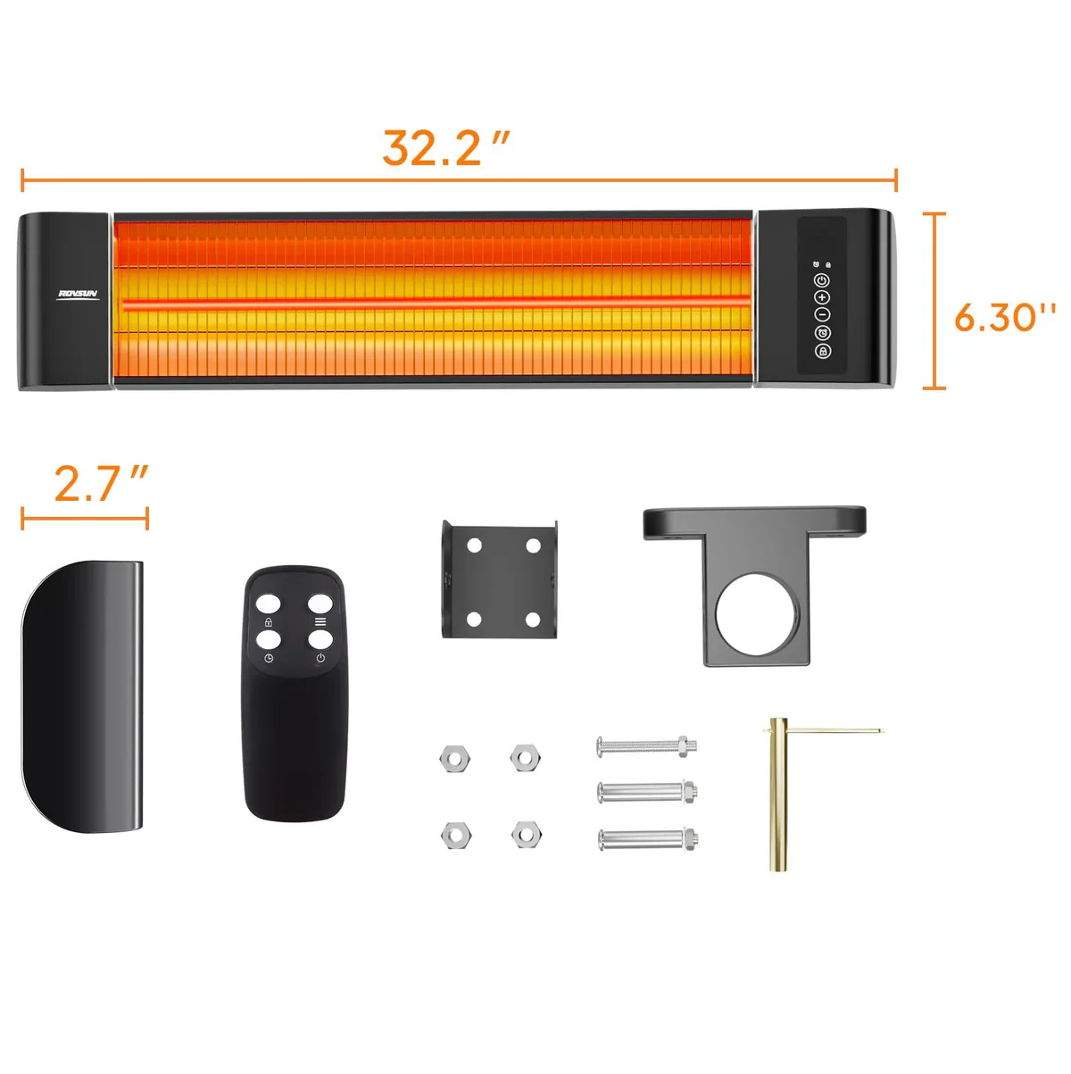 Wall Mounted Electric Heater with Remote & Timer