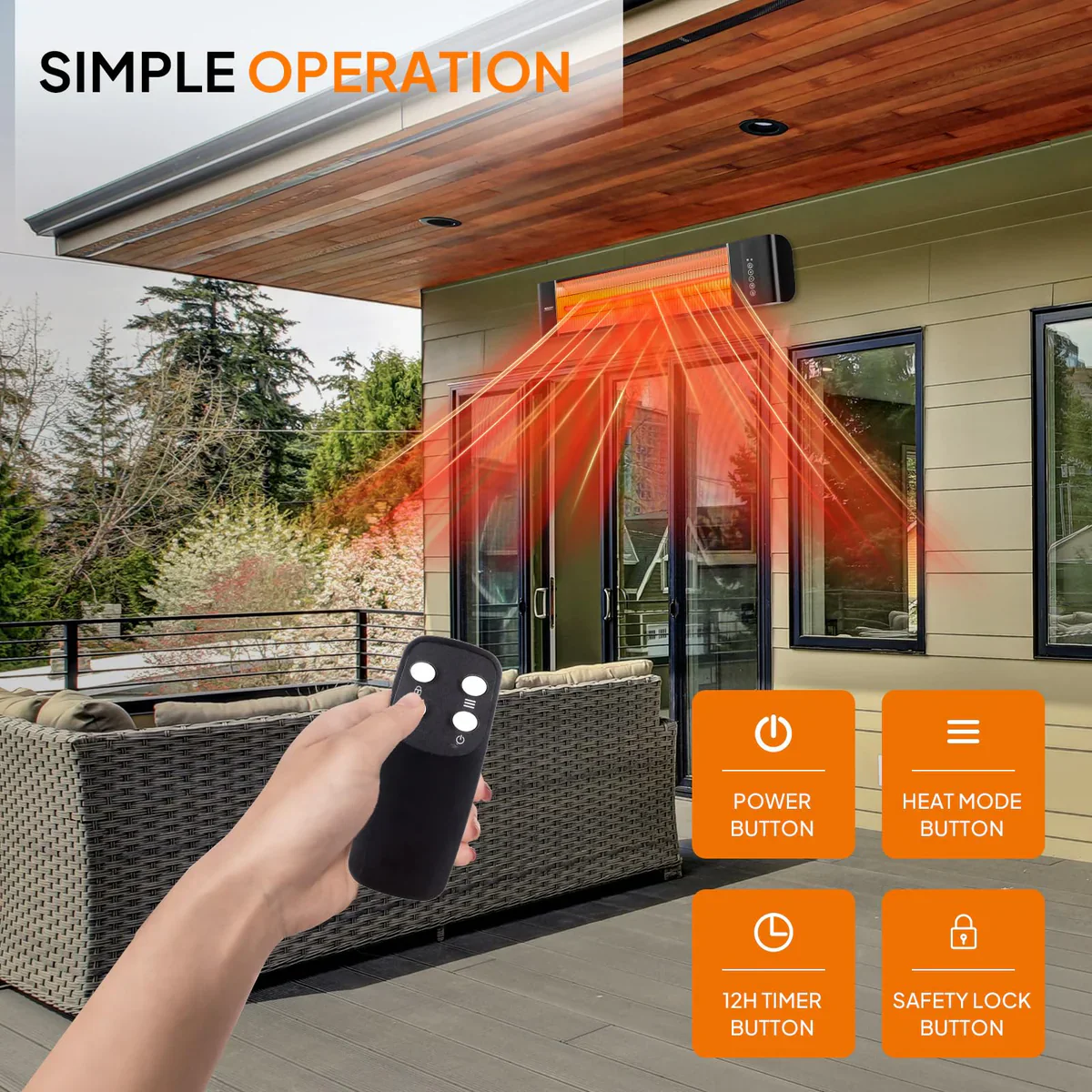 Wall Mounted Electric Heater with Remote & Timer - Image 3