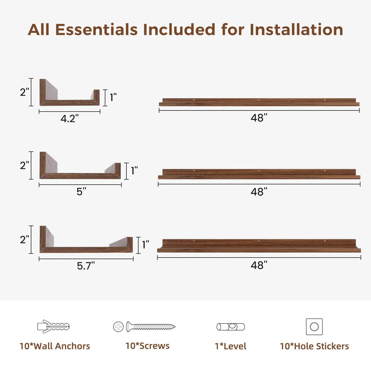 Wall-Mounted Floating Shelves (Set of 3) - Image 4