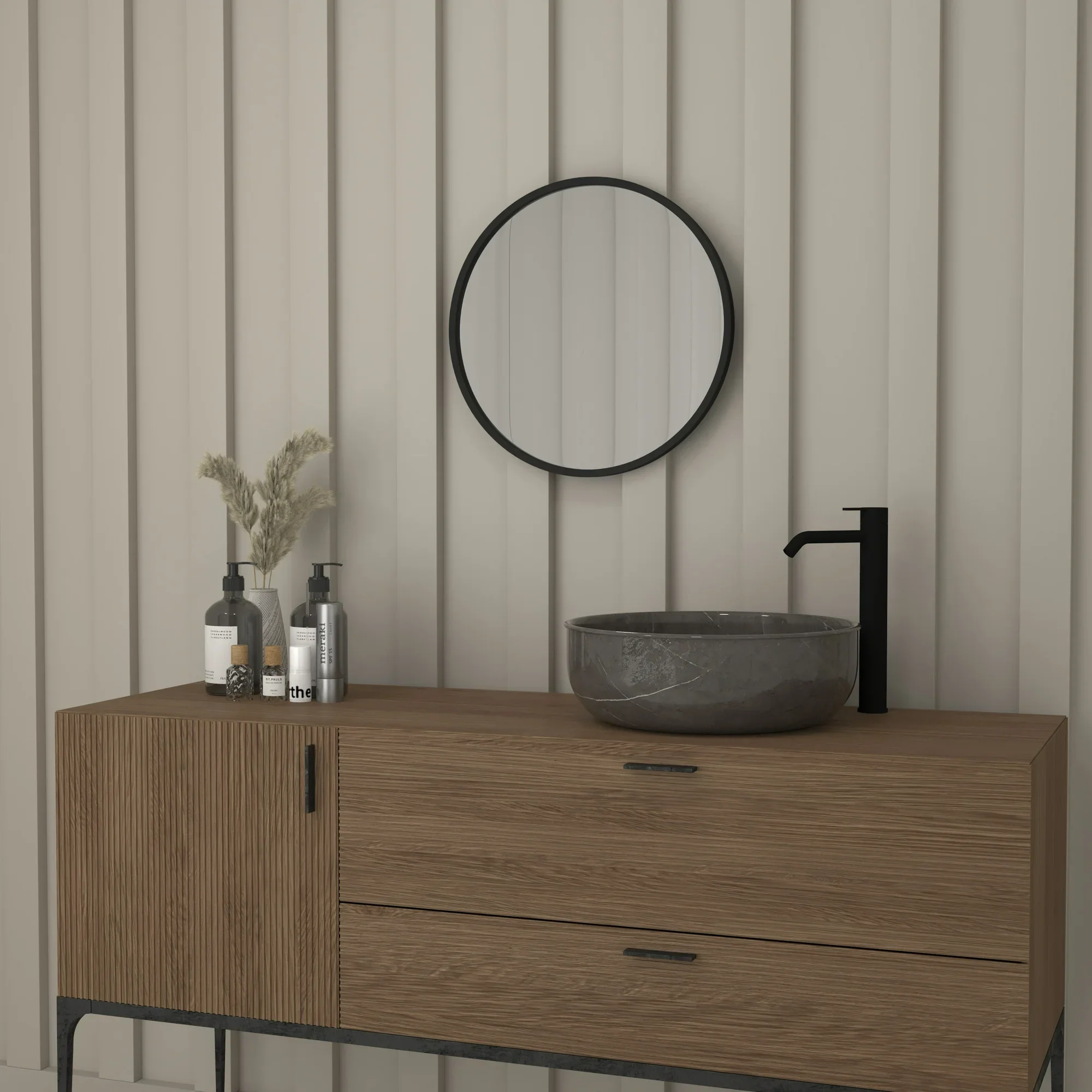 Wall Mounted Mirror with Matte Black Iron Frame - Image 3