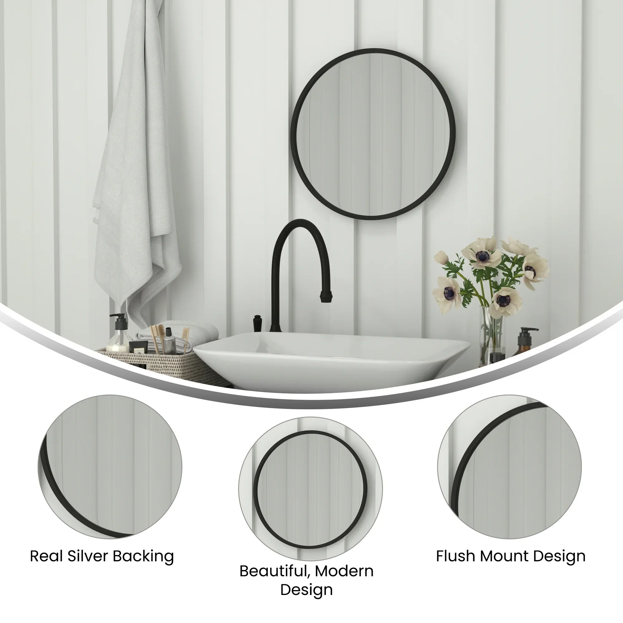 Wall Mounted Mirror with Matte Black Iron Frame - Image 4
