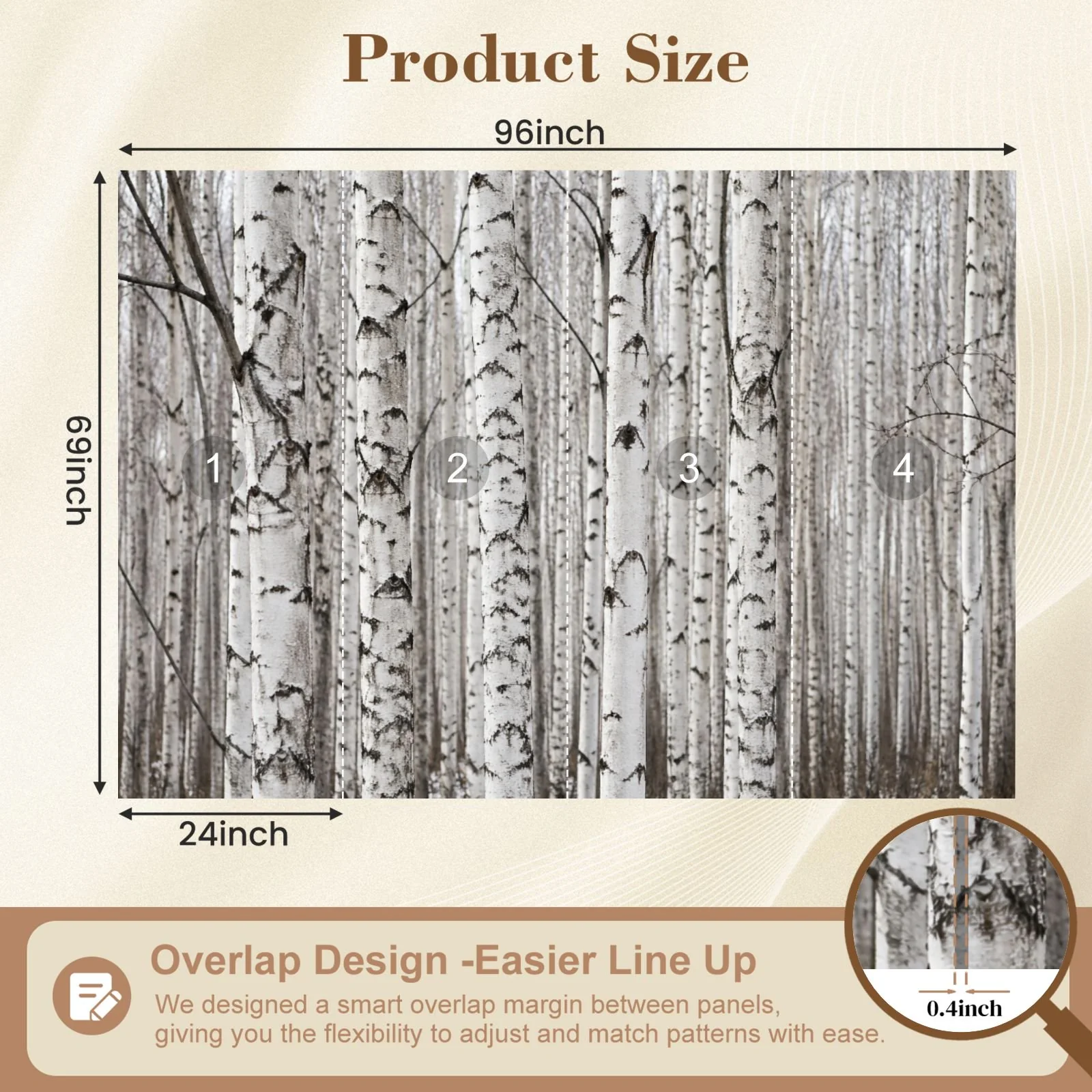 Wall Mural Peel and Stick Monochrome White Birch Tree Forest - Image 5