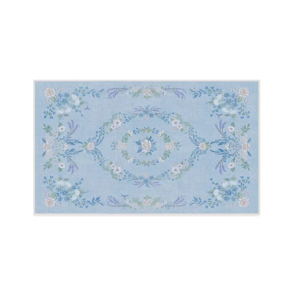 Washable Bridgerton Aubrey Hall Garden Area Rug Blue 5x7,