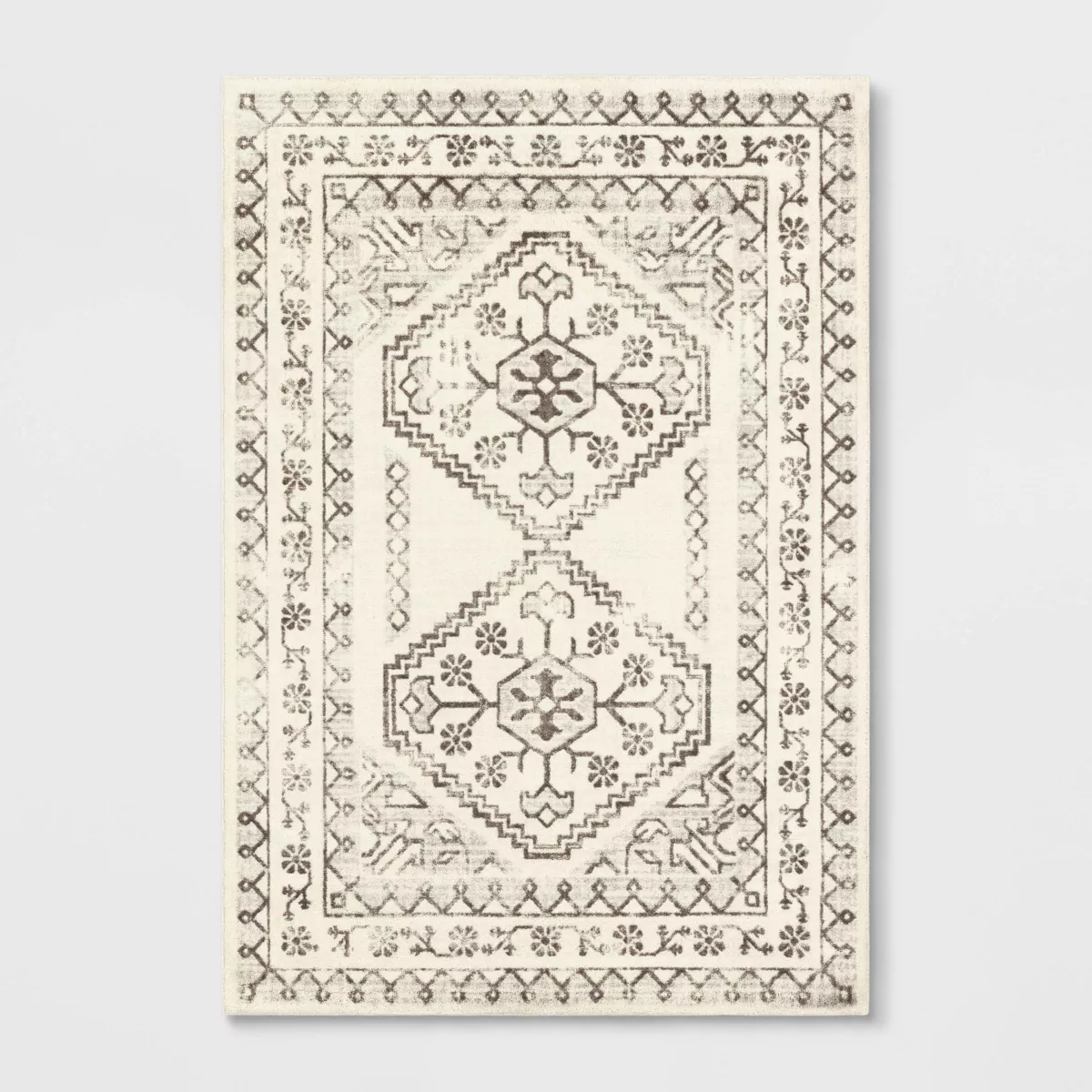 Washable Distressed Persian Accent Rug Cream 7'x10'