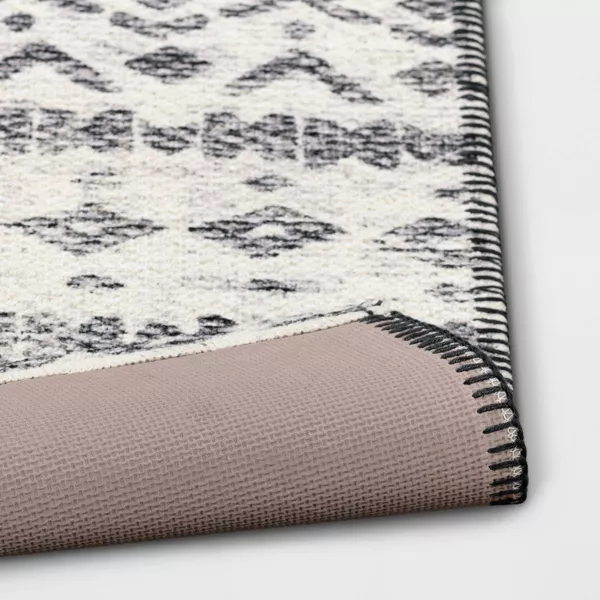 Washable Luna Aztec Diamond Printed Rug Black 2'4"x7' - Image 2