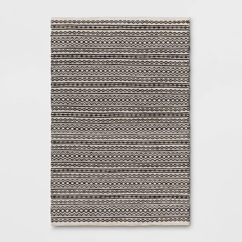 Washable Norwalk Stripe Rug Black/White - 4'x6'
