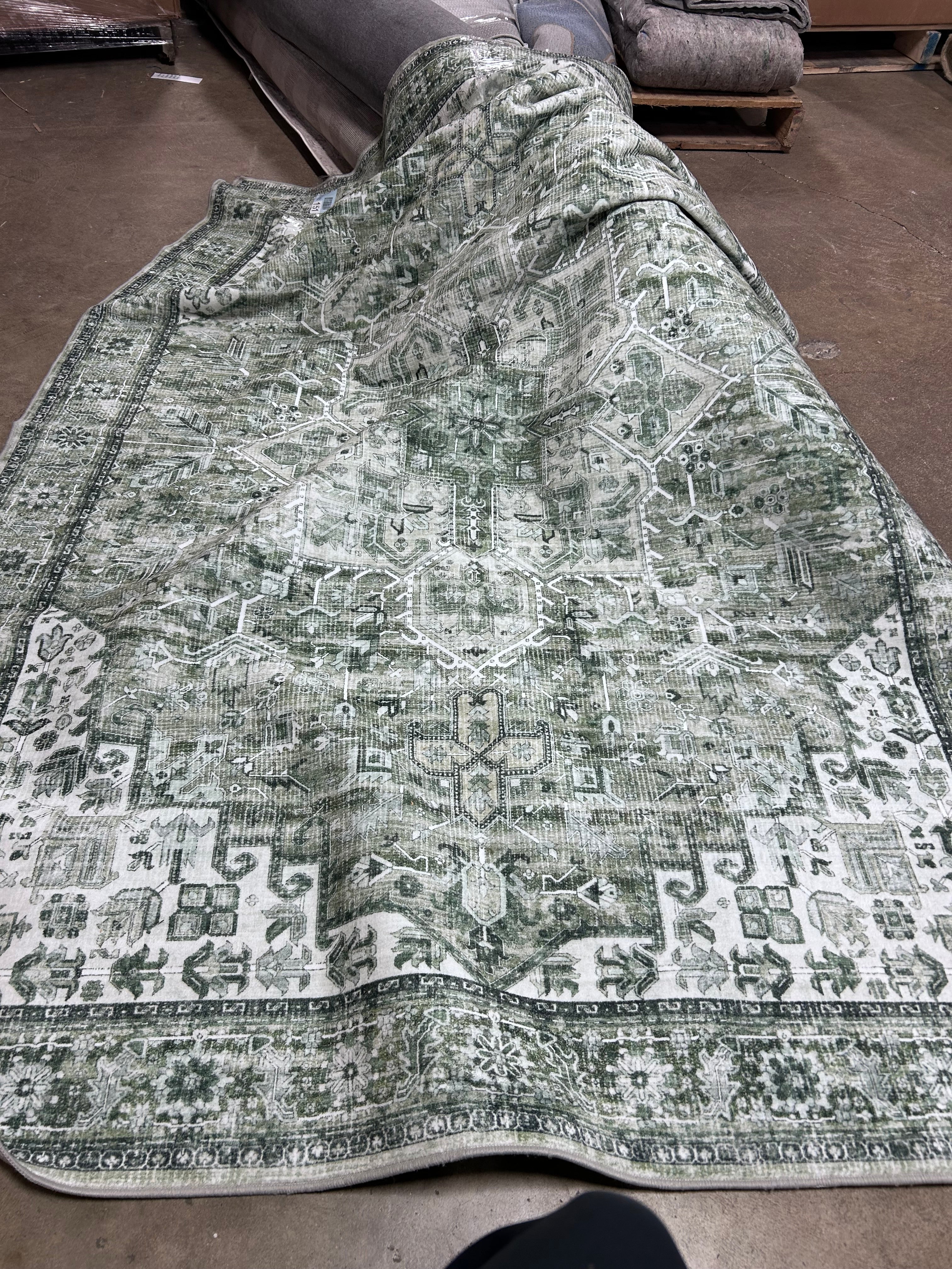 Washable Oriental Area Rugs Non slip Green Rugs 5*7 - Image 5