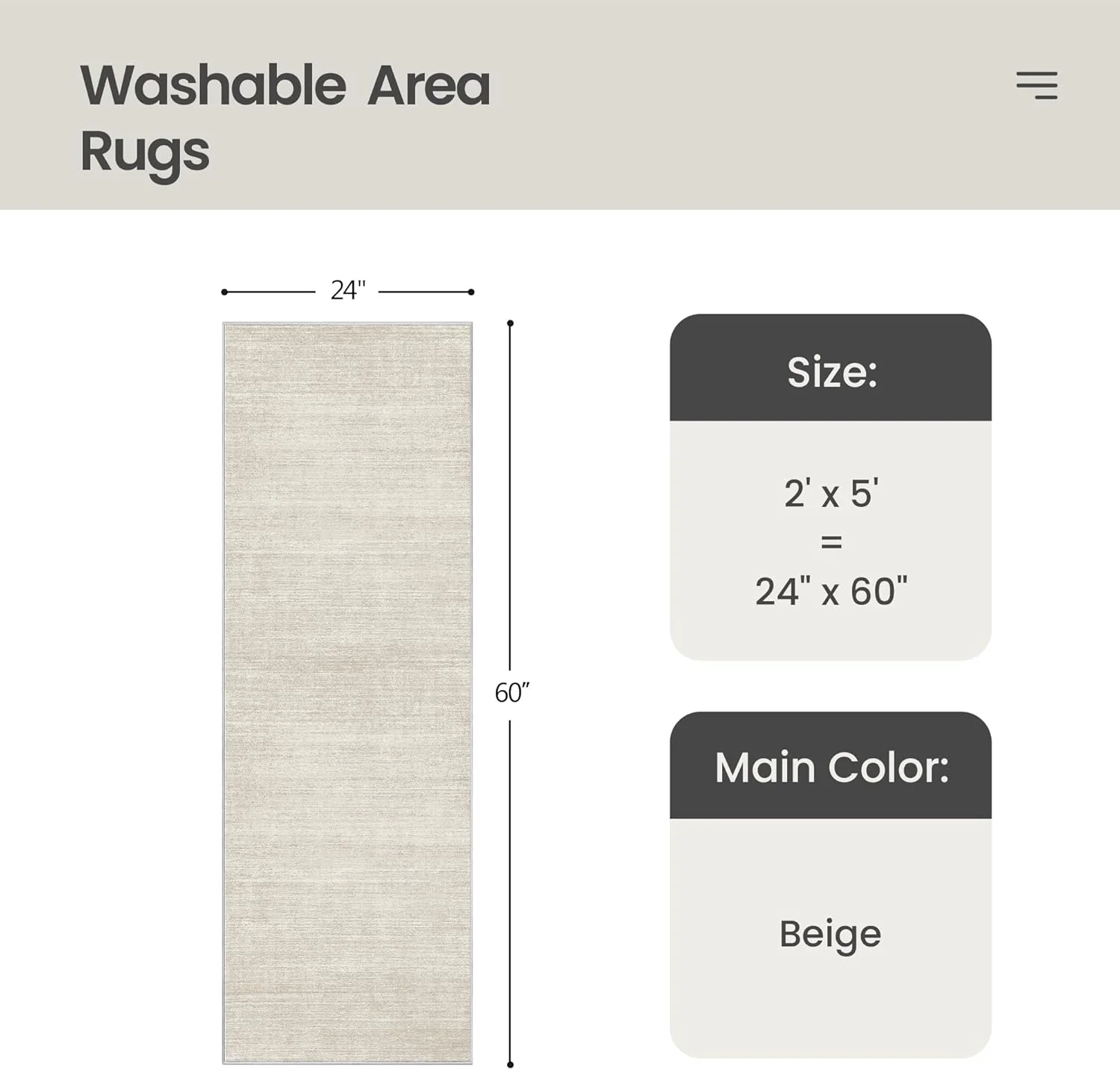 Washable Rugs - Stain Resistant 2x5 - Image 2
