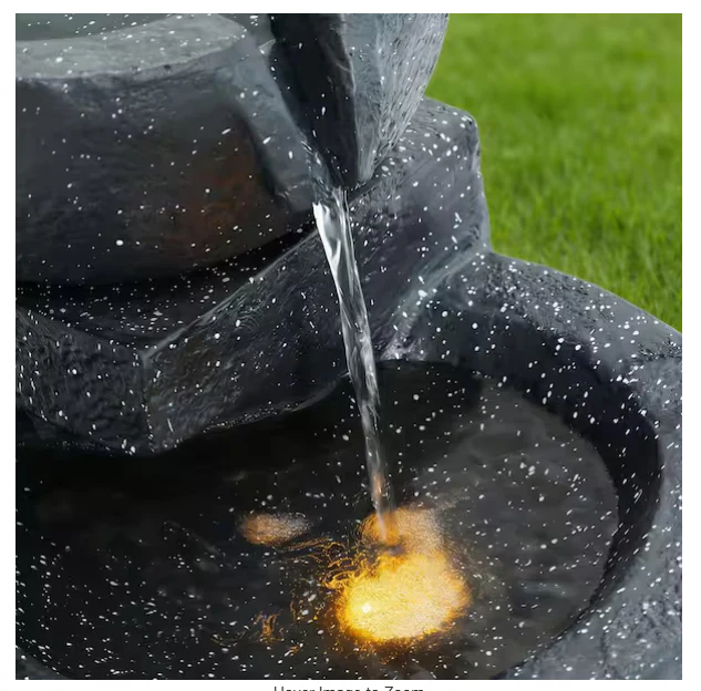 Water Fountain with Cascading Bowls and Stacked Stones 4-Tier Ideal Waterfalls - Image 4