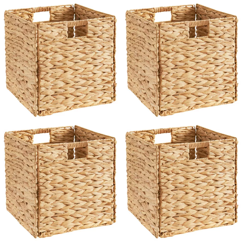 Water Hyacinth Storage Cube Bin Baskets, Set of 6
