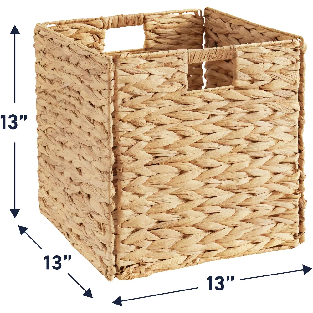 Water Hyacinth Storage Cube Bin Baskets, Set of 6 - Image 5