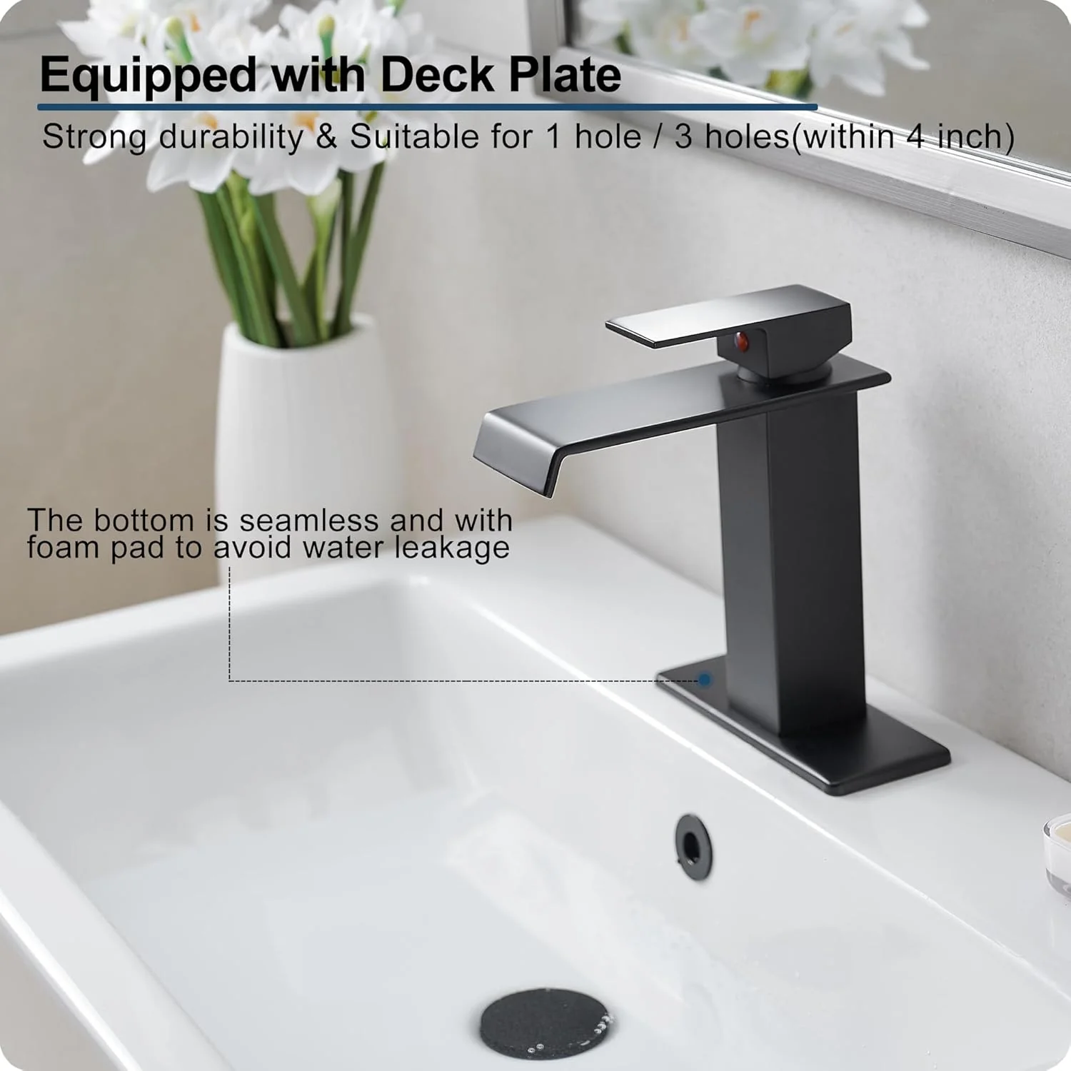 Waterfall Bathroom Faucet, Brass Matte Black - Image 2