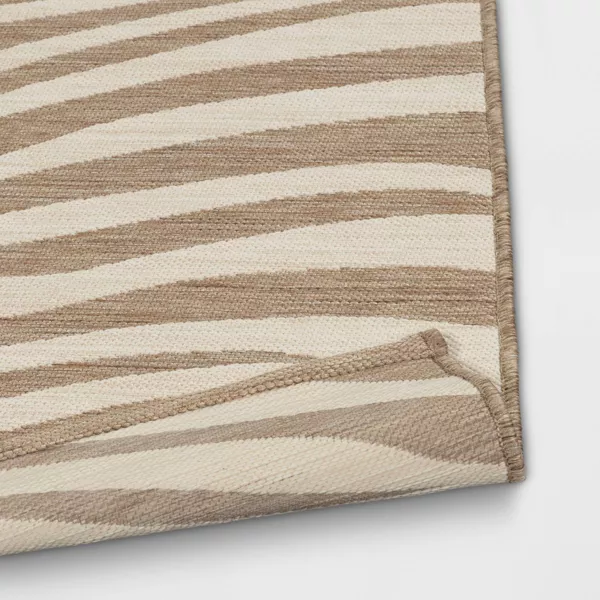 Wavy Lines Outdoor Area Rug Beige/Natural Brown 5'x7' - Image 2