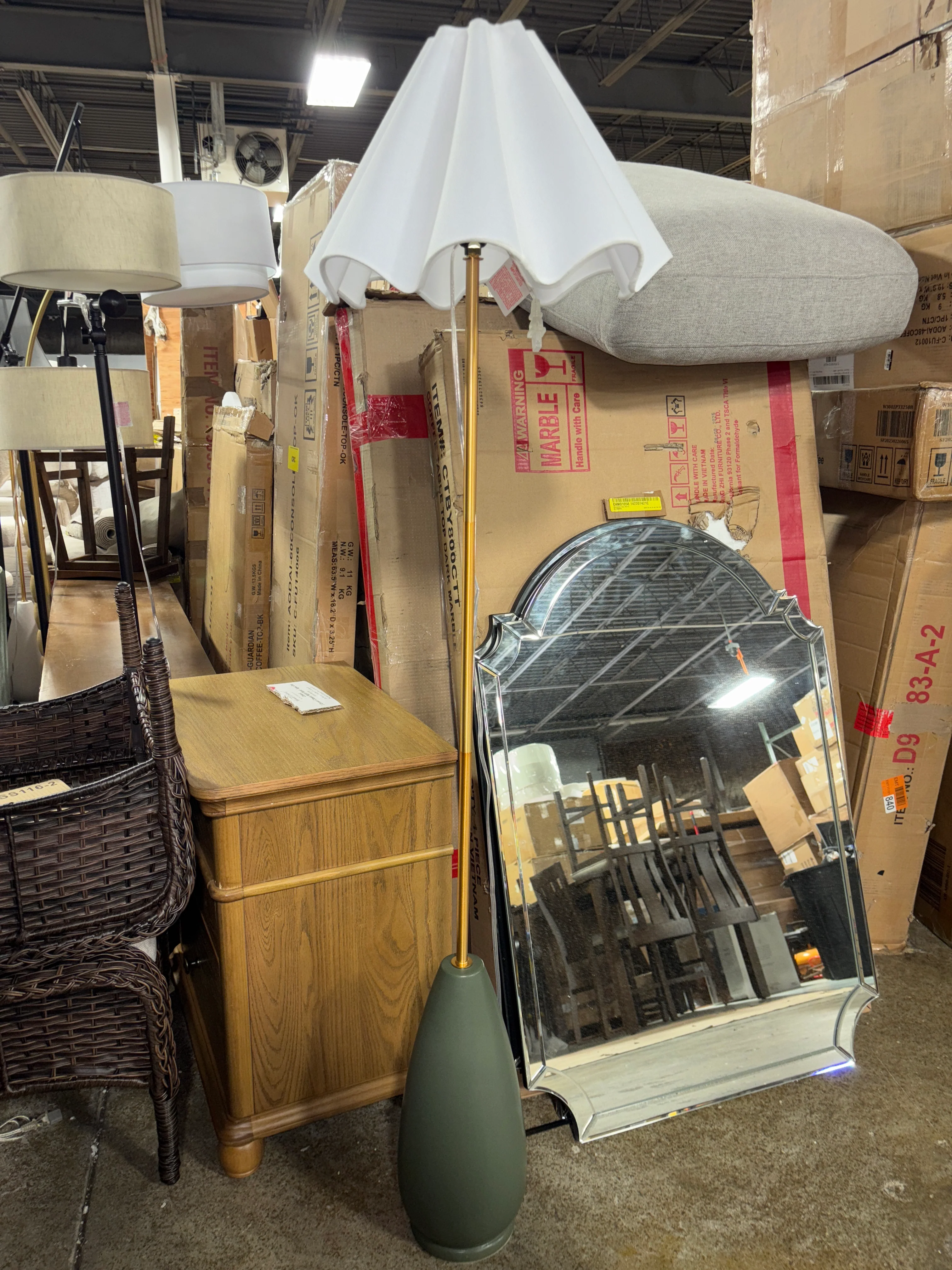 Wavy Shade Collection with Ceramic Base Floor Lamp Green SHOWROOM ITEM - Image 2