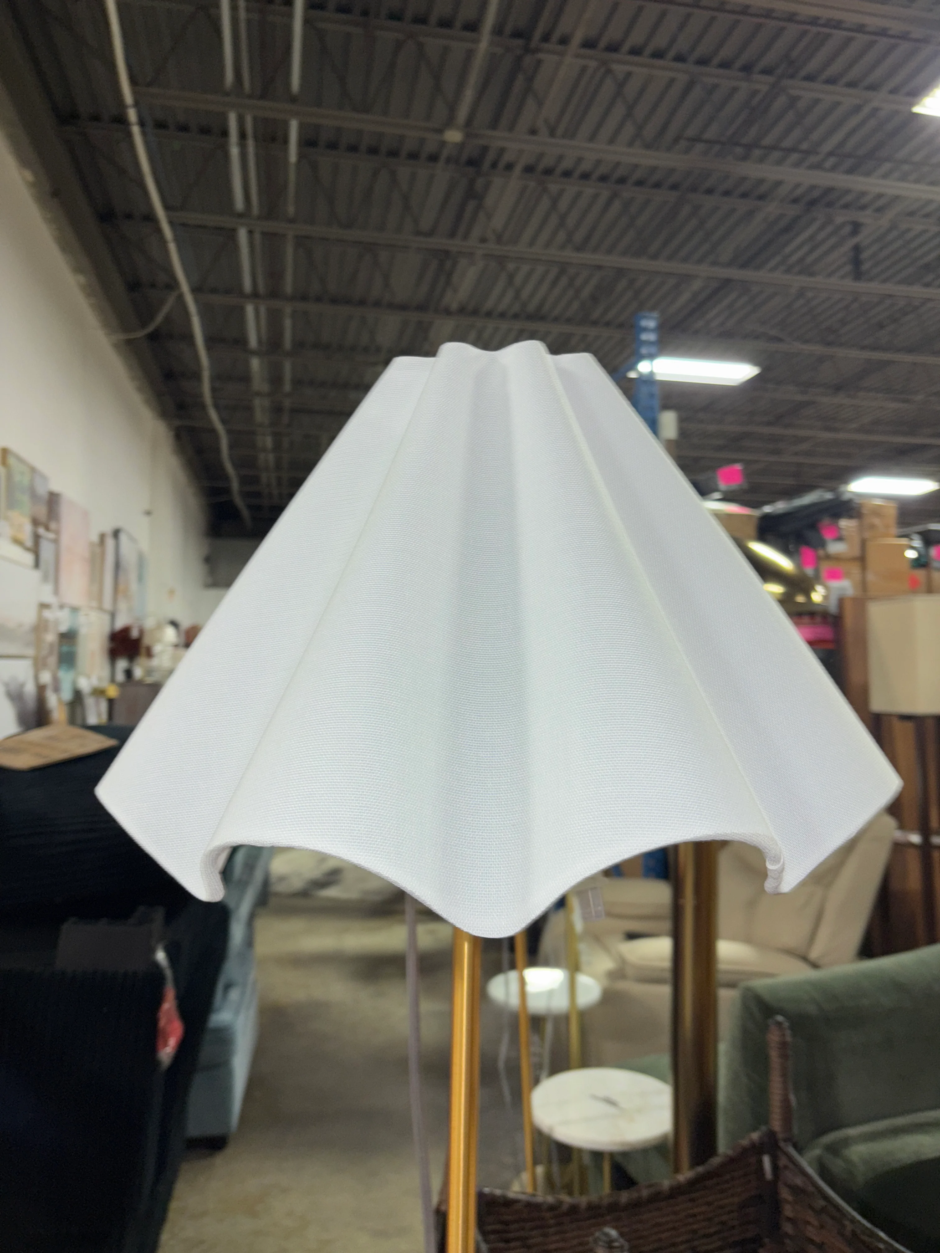 Wavy Shade Collection with Ceramic Base Floor Lamp Green SHOWROOM ITEM - Image 4