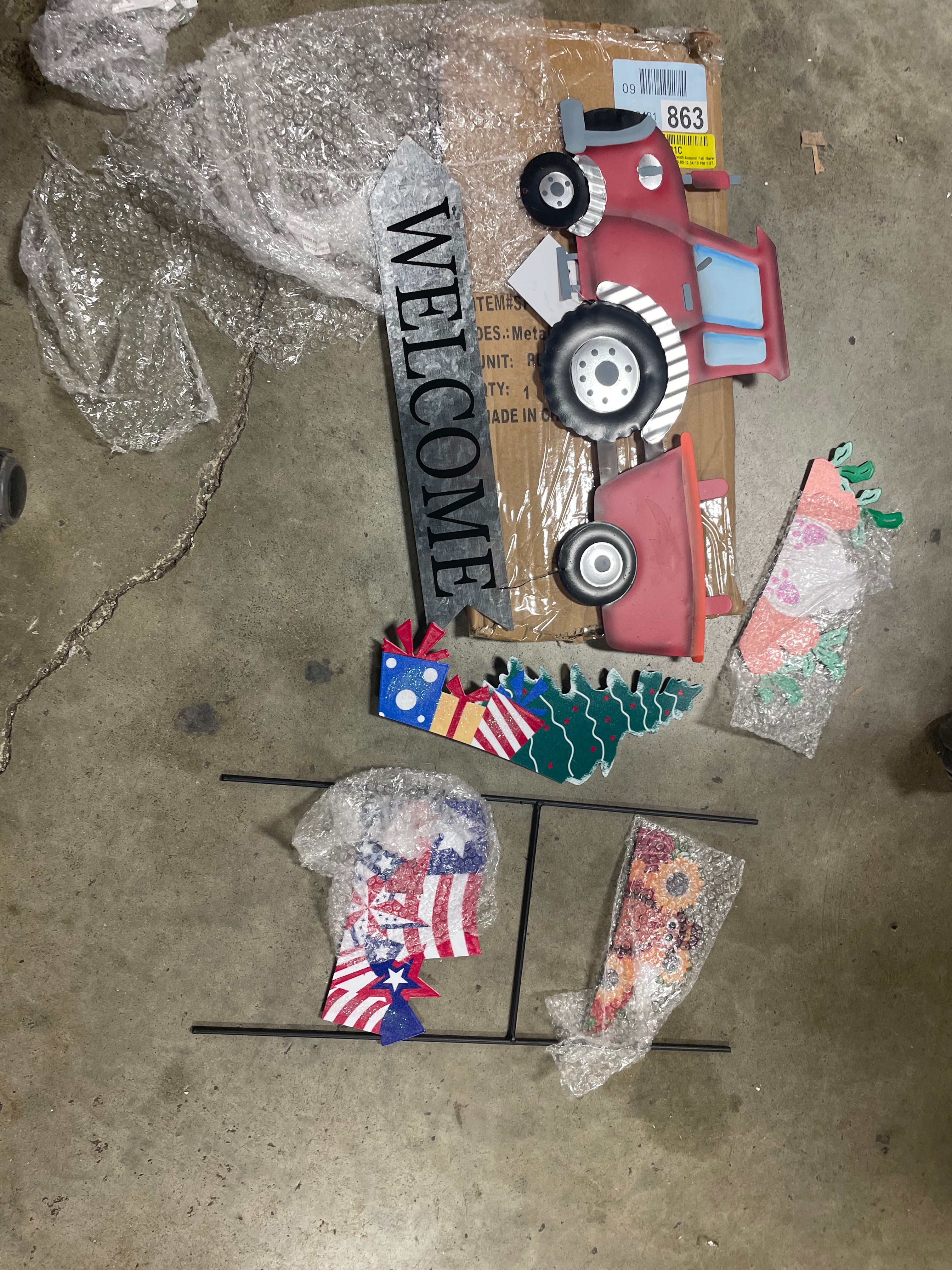 Welcome Sign & Home Sign for Front Door 2Side Rustic Red Truck Decor 4-Piece - Image 4