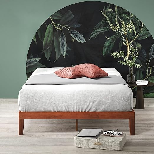 Wen Wood Platform Bed Frame, Solid Wood Foundation, Wood Slat Support, No Box Spring Needed, Easy Assembly, Cherry, Twin - Image 4