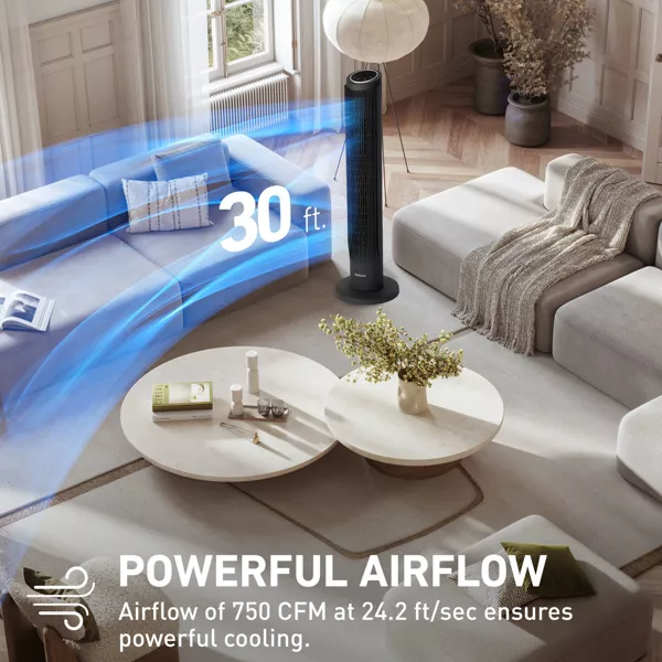 Whisper Force Tower Oscillating Fan with Clean Breeze - Image 5