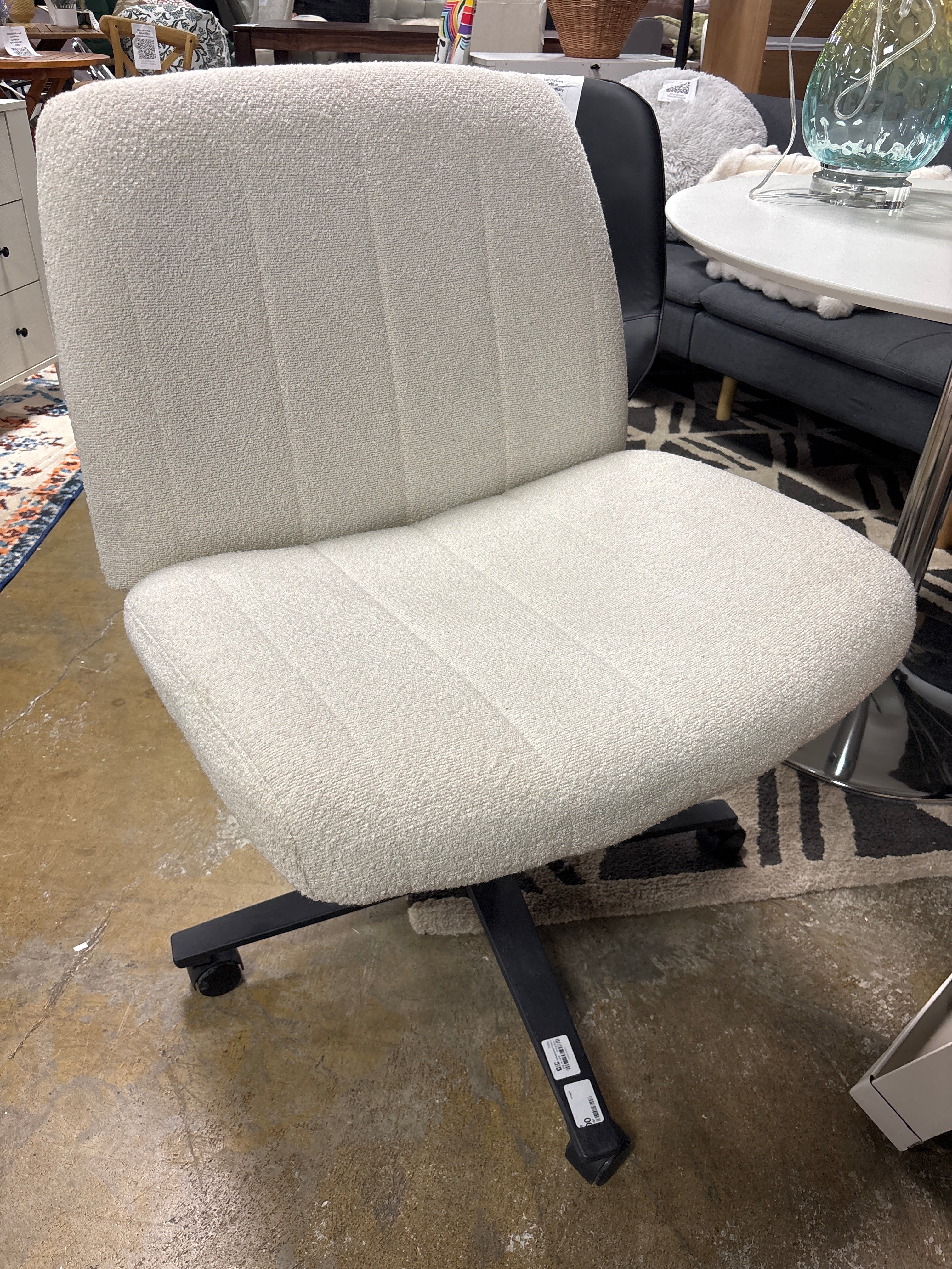 White Teddy Upholstered Criss Cross Chair SHOWROOM ITEM