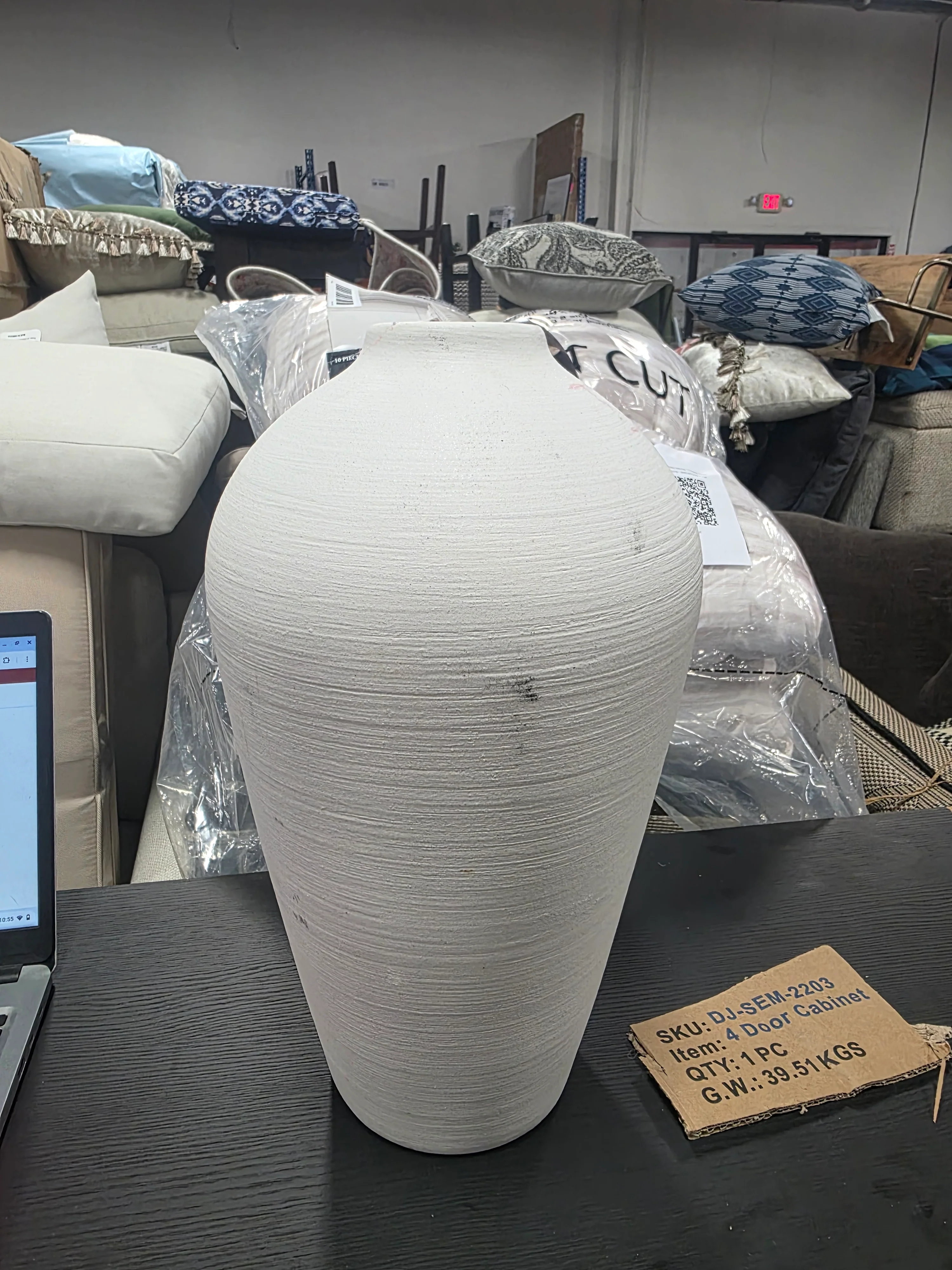 White Textured Floor Vase - Threshold™ - SHOWROOM ITEM - Image 3