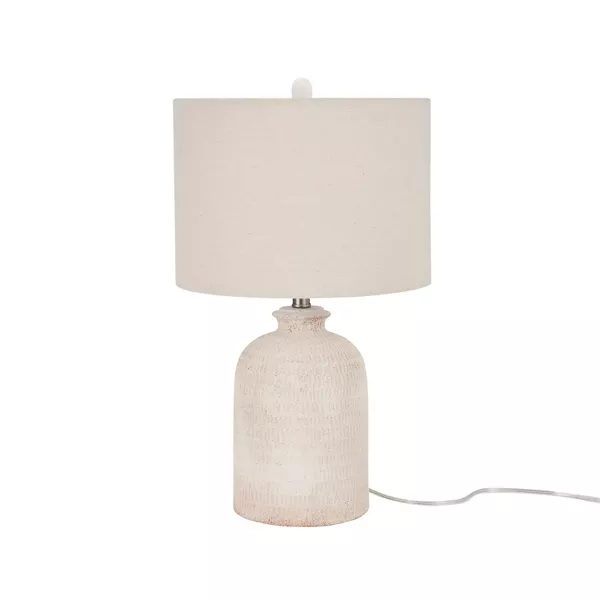 White Textured Terracotta Table Lamp