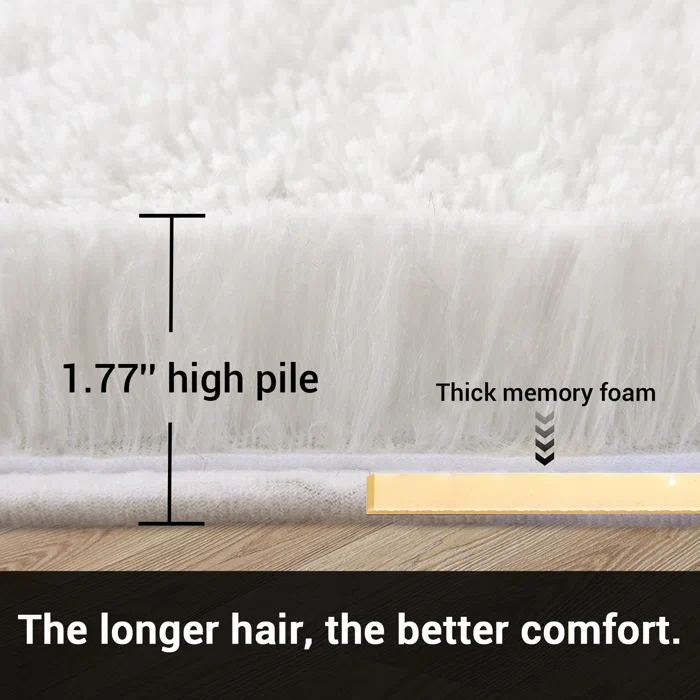 White Washable Shag Area Rugs Non-Slip 9X12, - Image 5