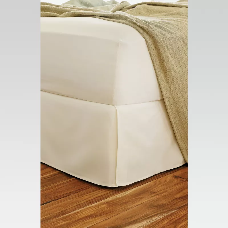 White Wrinkle-Resistant Cotton Bed Skirt Queen - Image 4