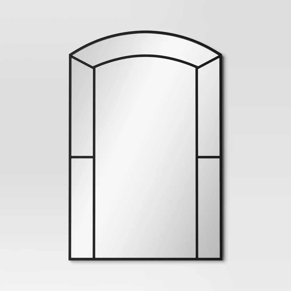 Window Pane Wall Mirror Black