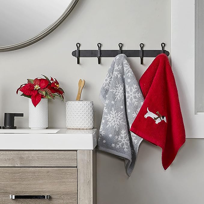 Winter Snow Many Dachshunds Hand Towel 2pc Set, final cut - Image 3